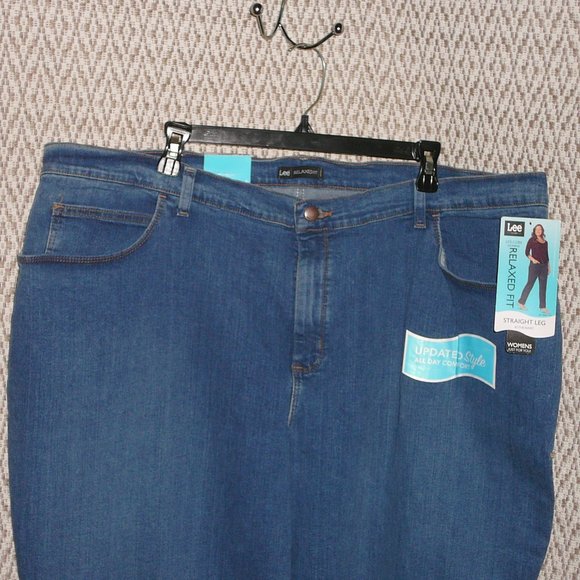 NWT Lee Relaxed Fit Straight Leg Denim Jeans Sits at Waist Fits Curves 24W 3X - Picture 7 of 9